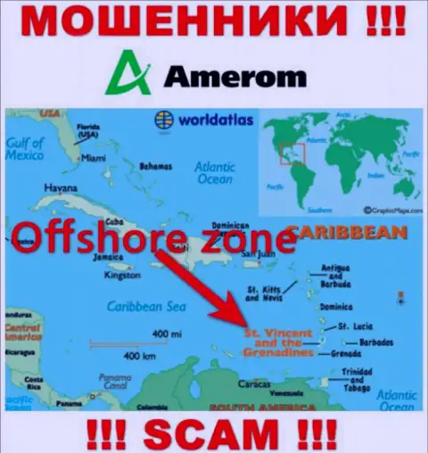 Организация Amerom De зарегистрирована довольно далеко от клиентов на территории Сент-Винсент и Гренадины