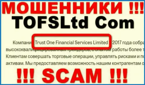 Свое юр. лицо контора ТрастВанФинансиалСервисес не скрывает - это Trust One Financial Services Limited