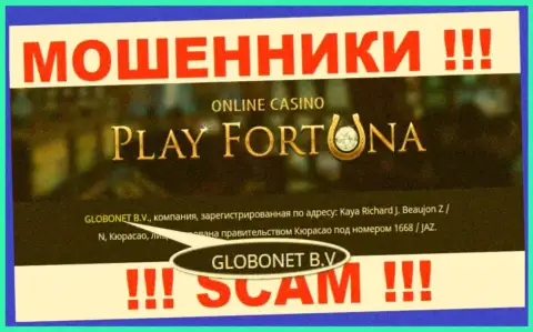 Данные о юридическом лице Play Fortuna, ими оказалась организация ГЛОБОНЕТ Б.В.