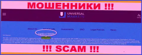 Universal Markets мошенники интернета !!! Их регистрационный номер: 240LLC2020