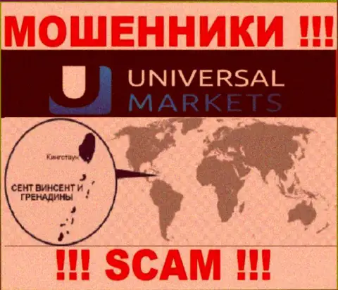 Компания Universal Markets зарегистрирована довольно-таки далеко от клиентов на территории St. Vincent and Grenadines