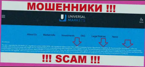 Не рассматривайте Universal Markets, как партнера, т.к. указанные мошенники спрятались в оффшоре - Suite 305, Griffith Corporate Center, Beachmont, Kingstown, St. Vincent and Grenadines