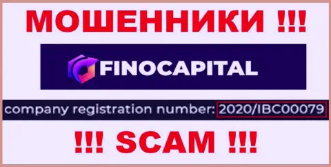 Компания FinoCapital показала свой рег. номер на своем официальном онлайн-ресурсе - 2020IBC0007