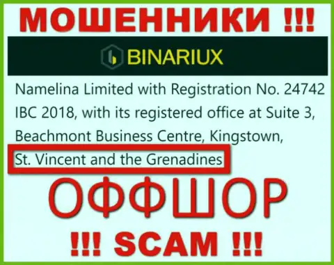 Namelina Limited - это ШУЛЕРА, которые зарегистрированы на территории - Saint Vincent and the Grenadines