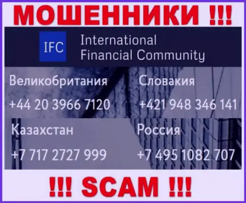 Обманщики из International Financial Community разводят на деньги людей, звоня с различных телефонных номеров