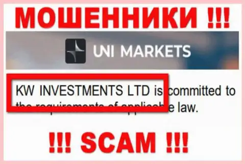 Руководителями UNIMarkets является организация - KW Investments Ltd