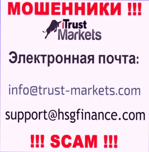 Контора Trust Markets не скрывает свой адрес электронного ящика и показывает его у себя на онлайн-сервисе