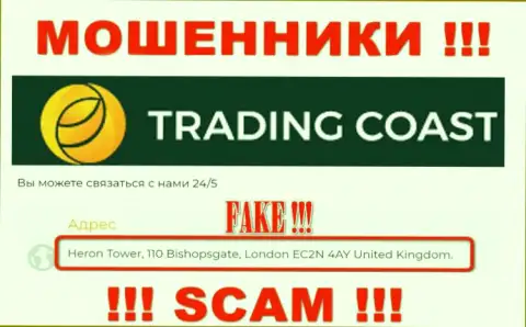 Официальный адрес Trading-Coast Com, приведенный на их web-портале - ненастоящий, будьте очень осторожны !