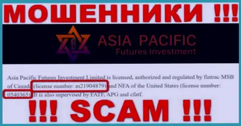 Азия Пацифик Футурес Инвестмент - это МОШЕННИКИ, с лицензией (информация с web-ресурса), позволяющей надувать людей