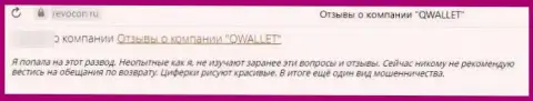 Компания QWallet - это ЖУЛИКИ !!! Автор реального отзыва никак не может забрать обратно свои же вложенные деньги