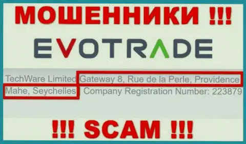 Из организации EvoTrade Com вернуть назад денежные вложения не получится - указанные интернет мошенники скрылись в офшорной зоне: Gateway 8, Rue de la Perle, Providence, Mahe, Seychelles