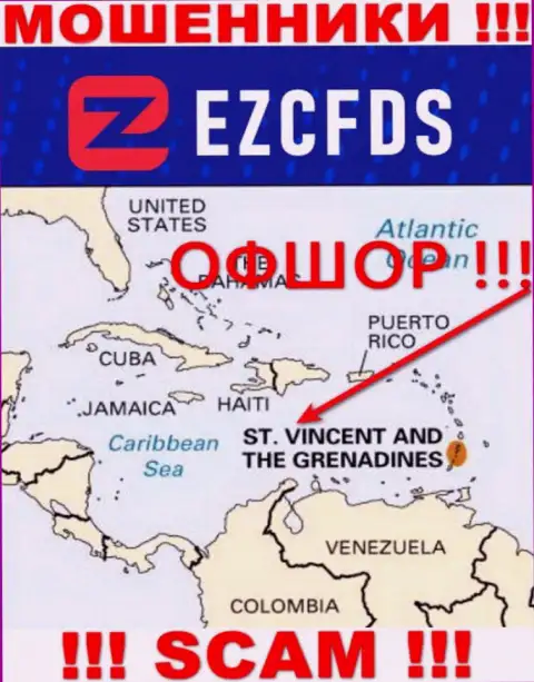 St. Vincent and the Grenadines - оффшорное место регистрации шулеров EZCFDS Com, предложенное на их портале