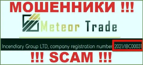 Регистрационный номер MeteorTrade - 2021/IBC00031 от воровства средств не убережет