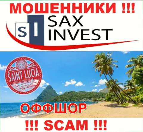 Так как SAX INVEST LTD пустили свои корни на территории Saint Lucia, прикарманенные вложенные деньги от них не вернуть