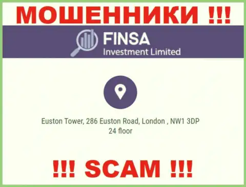 Избегайте работы с конторой FinsaInvestmentLimited - эти мошенники показывают ненастоящий юридический адрес