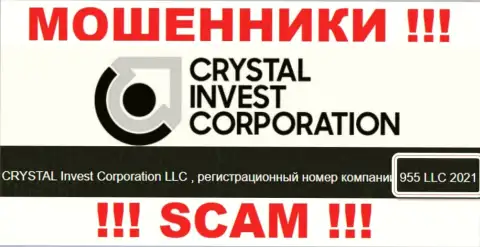 Номер регистрации организации Crystal Invest Corporation, скорее всего, что и ненастоящий - 955 LLC 2021