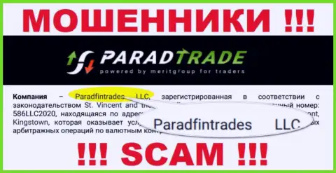 Юр лицо интернет-мошенников ParadTrade Com - это Paradfintrades LLC