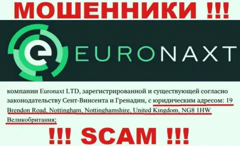 Адрес регистрации организации EuroNaxt Com на ее интернет-портале фиктивный - это ЯВНО МОШЕННИКИ !!!