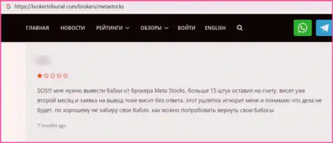 MetaStocks ОБВОРОВЫВАЮТ !!! Автор отзыва настаивает на том, что сотрудничать с ними очень рискованно
