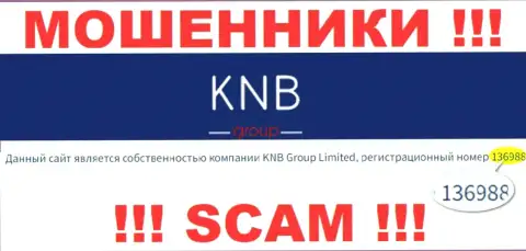 Номер регистрации компании, управляющей KNB-Group Net - 136988