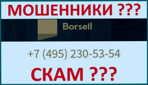 С какого номера телефона станут названивать интернет кидалы из Borsell Ru неведомо, у них их немало