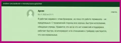 Биржевой игрок описал своё положительное мнение о дилинговой компании КаувоКапитал Ком на веб-сайте stolohov com