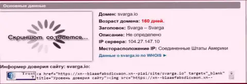 Возраст домена FOREX ДЦ Сварга ИО, исходя из справочной информации, полученной на сайте довериевсети рф